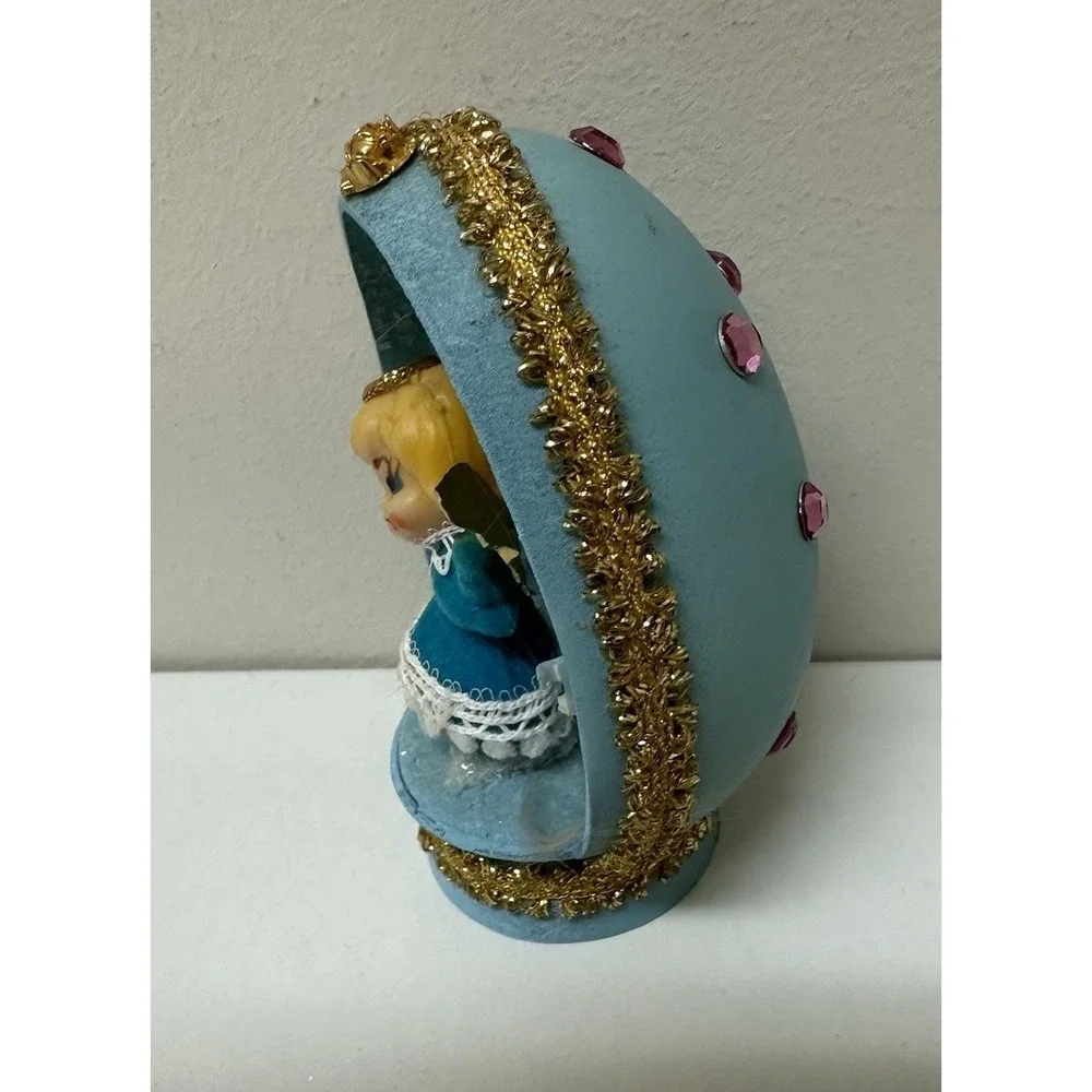 Vintage Retro Diorama EGG Handmade Cute Kitschy Angel Christmas Decoration